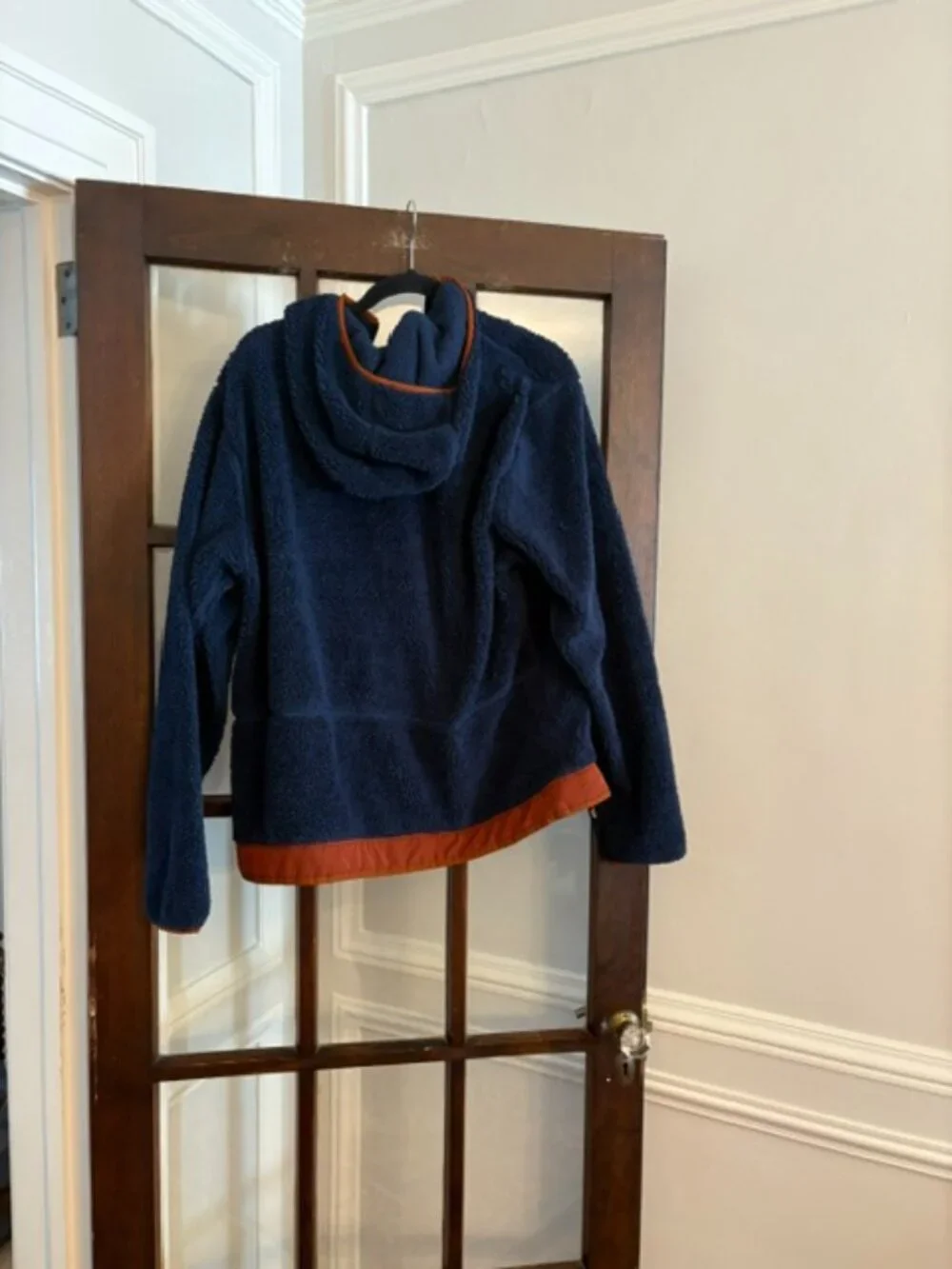 The North Face Campshire Hoodie in Navy and Orange, Size Medium